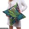 Ambesonne Leaf Fabric by the Yard, Tropical Jungle Palm Tree Banana Leaves Frangipani Heliconia on a Dark Blue Background, Decorative Fabric for Upholstery and Home Accents, 1 Yard, Multicolor